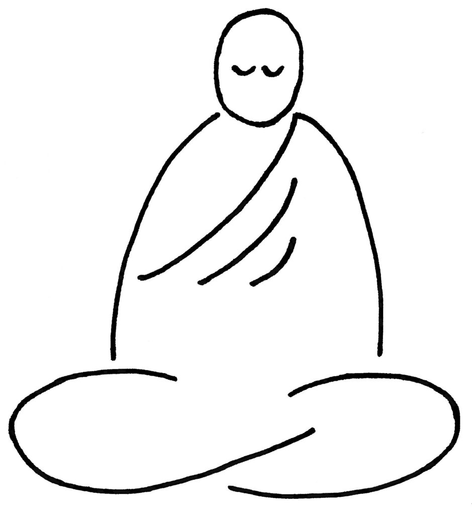 My cartoon of a meditating Buddhist.